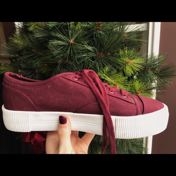 maroon platform sneakers